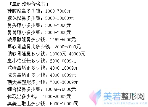 长沙泛美整形美容医院价格表【项目价格一览】